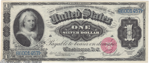 دلار آمریکا با عکسی از مارثا واشنگتن اولین همسهر رئیس جمهور در آمریکا